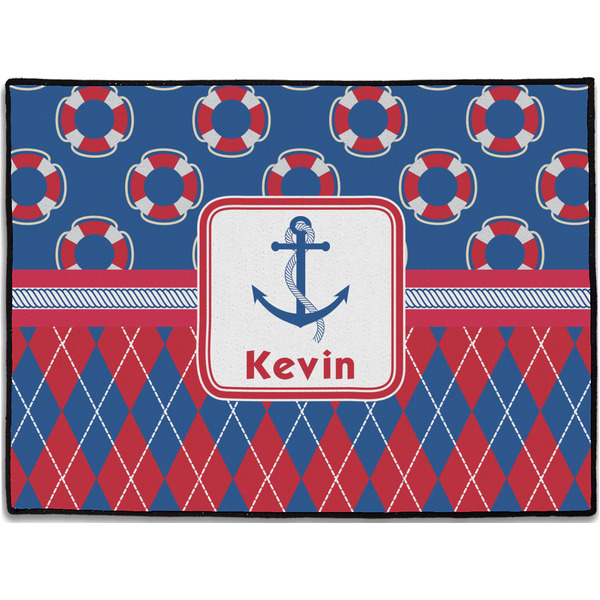 Custom Buoy & Argyle Print Door Mat (Personalized)