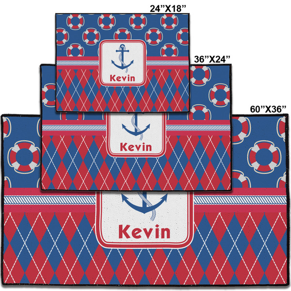Buoy & Argyle Print Personalized Door Mat - Group Parent IMF