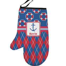 Buoy & Argyle Print Left Oven Mitt (Personalized)