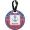 Buoy & Argyle Print Plastic Luggage Tag - Round (Personalized)