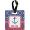Buoy & Argyle Print Plastic Luggage Tag - Square w/ Name or Text
