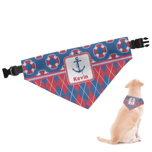 Custom Buoy & Argyle Print Dog Bandana - XLarge (Personalized)