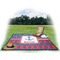 Buoy & Argyle Print Picnic Blanket - with Basket Hat and Book - in Use