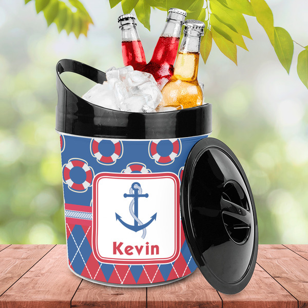Buoy & Argyle Print Plastic Ice Bucket - LIFESTYLE
