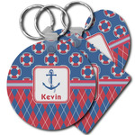 Buoy & Argyle Print Plastic Keychain (Personalized)
