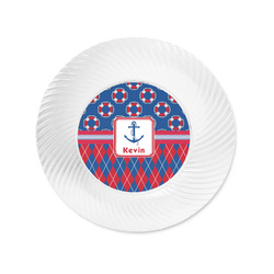 Buoy & Argyle Print Plastic Party Appetizer & Dessert Plates - 6" (Personalized)