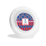Buoy & Argyle Print Plastic Party Appetizer & Dessert Plates - 6" (Personalized)