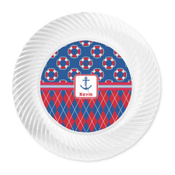 Buoy & Argyle Print Plastic Party Dinner Plates - 10" (Personalized)