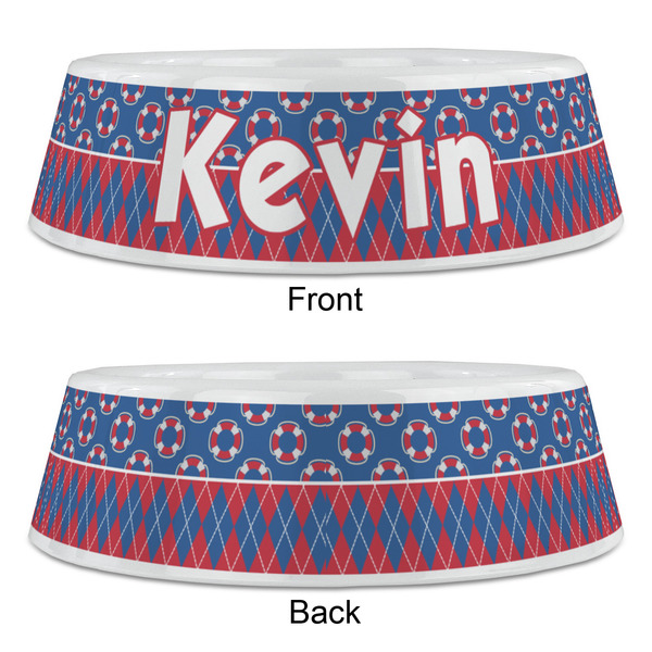 Buoy & Argyle Print Plastic Pet Bowls - Large - APPROVAL