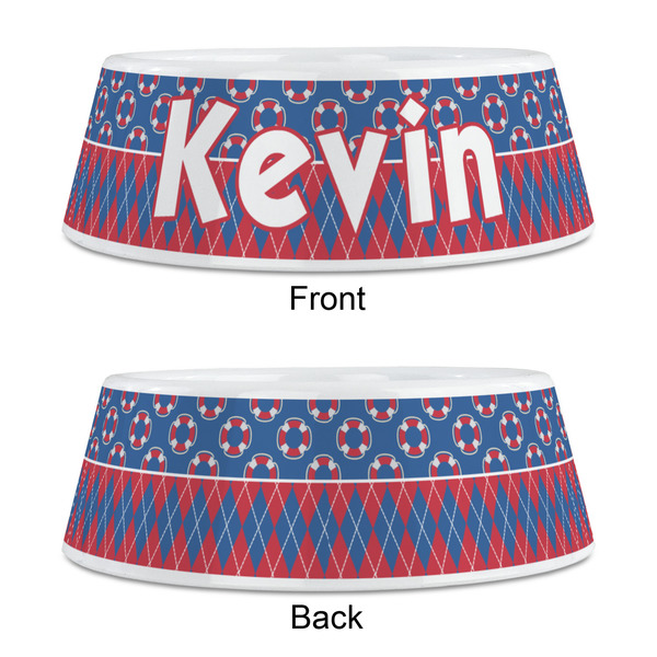 Buoy & Argyle Print Plastic Pet Bowls - Medium - APPROVAL