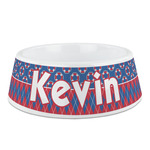 Buoy & Argyle Print Plastic Dog Bowl - Medium (Personalized)