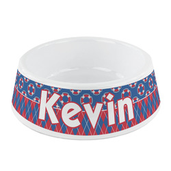 Buoy & Argyle Print Plastic Dog Bowl - Small (Personalized)