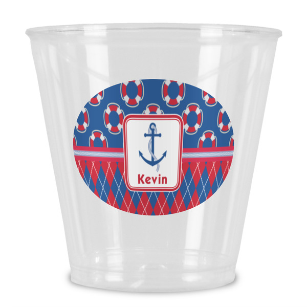 Custom Buoy & Argyle Print Plastic Shot Glass (Personalized)