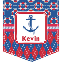 Buoy & Argyle Print Iron On Faux Pocket (Personalized)