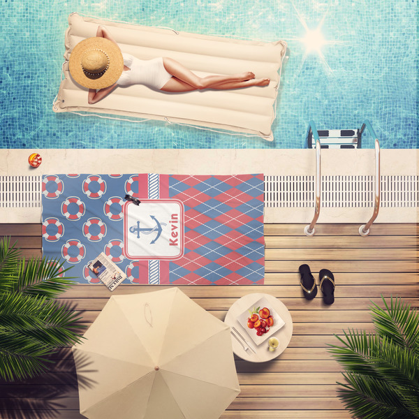 Buoy & Argyle Print Pool Towel Lifestyle