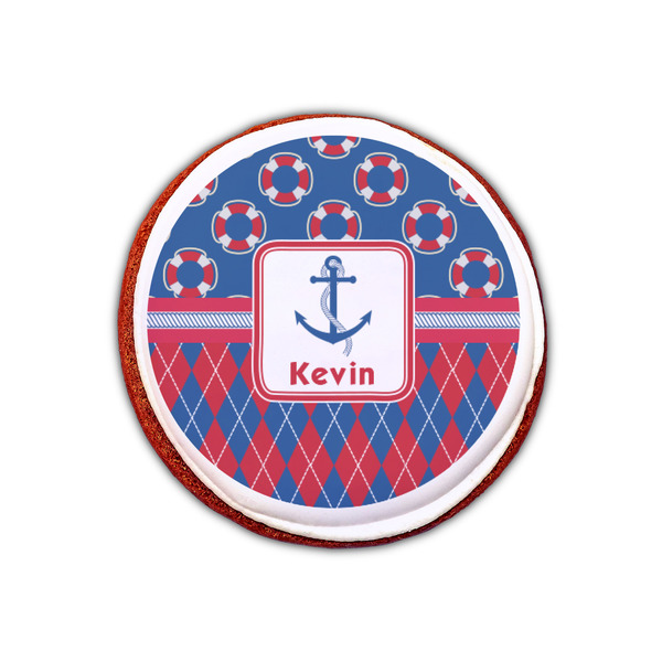 Buoy & Argyle Print Printed Icing Circle - XSmall - On Cookie