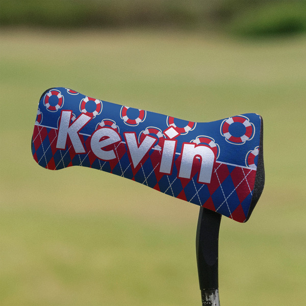 Buoy & Argyle Print Putter Cover - On Putter