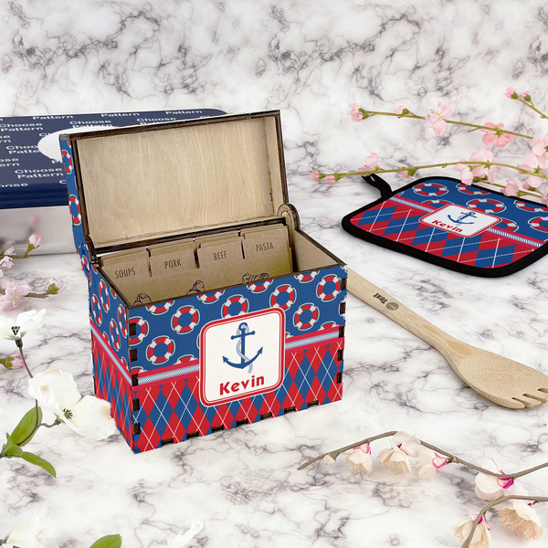 Buoy & Argyle Print Recipe Box - Full Color - In Context
