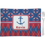 Buoy & Argyle Print Glass Rectangular Appetizer / Dessert Plate (Personalized)