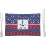 Buoy & Argyle Print Glass Rectangular Lunch / Dinner Plate (Personalized)