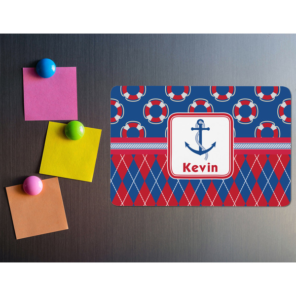 Buoy & Argyle Print Rectangular Fridge Magnet - LIFESTYLE