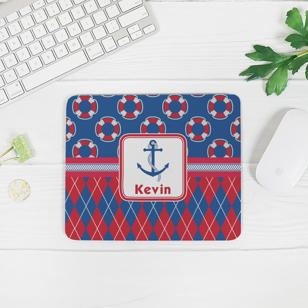 Buoy & Argyle Print Rectangular Mouse Pad - LIFESTYLE 2