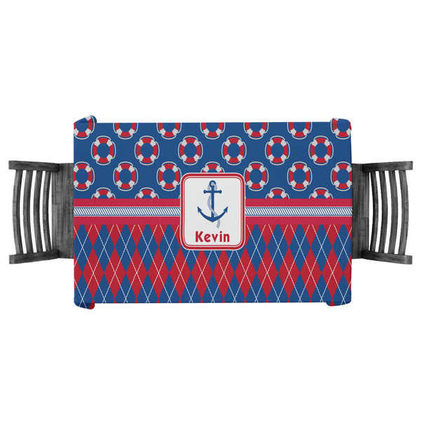 Custom Buoy & Argyle Print Tablecloth - 58"x58" (Personalized)