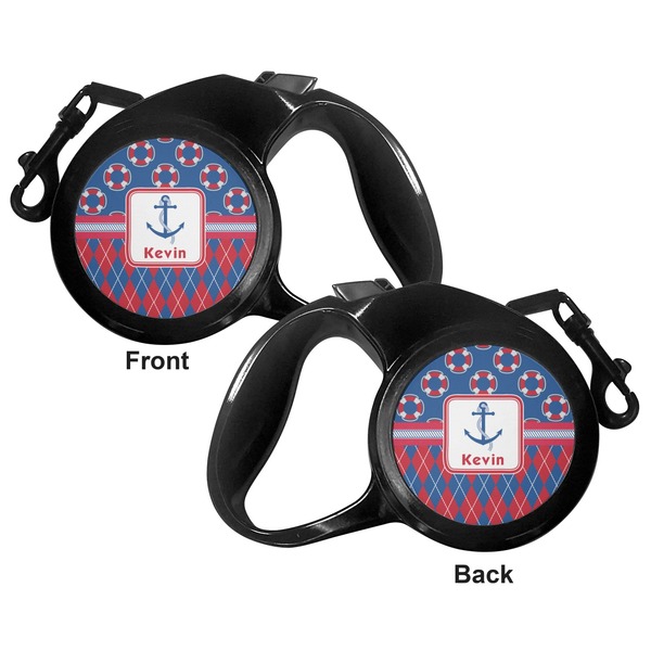 Buoy & Argyle Print Retractable Dog Leash - Medium Large - Apvl