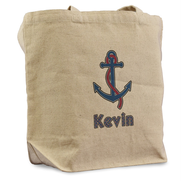 Custom Buoy & Argyle Print Reusable Cotton Grocery Bag (Personalized)