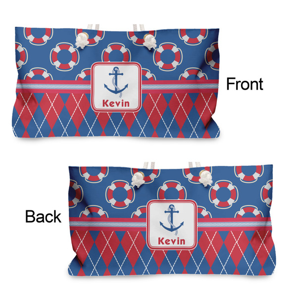 Buoy & Argyle Print Large Rope Tote - From & Back View