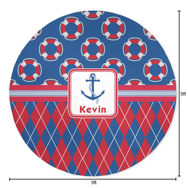 Buoy & Argyle Print Round Area Rug - Size