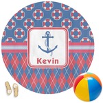Buoy & Argyle Print Round Beach Towel (Personalized)