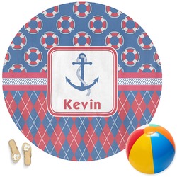 Buoy & Argyle Print Round Beach Towel (Personalized)