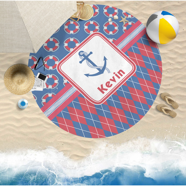 Buoy & Argyle Print Beach Towel Lifestyle