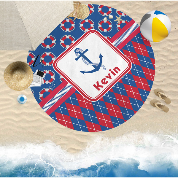 Buoy & Argyle Print Beach Towel Lifestyle
