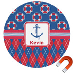Buoy & Argyle Print Round Car Magnet - 10" (Personalized)