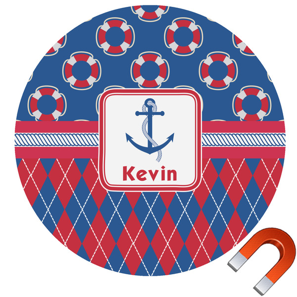 Custom Buoy & Argyle Print Car Magnet (Personalized)