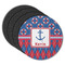 Buoy & Argyle Print Round Rubber Backed Coasters - Set of 4 (Personalized)