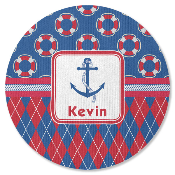 Buoy & Argyle Print Round Coaster Rubber Back - Single