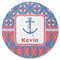 Buoy & Argyle Print Round Rubber Backed Coaster (Personalized)