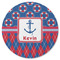 Buoy & Argyle Print Round Rubber Backed Coaster (Personalized)