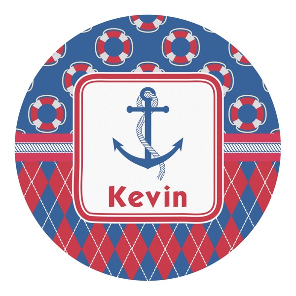Custom Buoy & Argyle Print Round Decal - Small (Personalized)