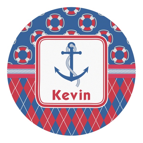 Custom Buoy & Argyle Print Round Decal - Medium (Personalized)