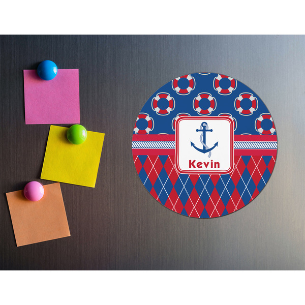 Buoy & Argyle Print Round Fridge Magnet - LIFESTYLE