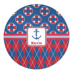Buoy & Argyle Print 5' Round Indoor Area Rug (Personalized)