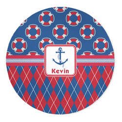 Buoy & Argyle Print 5' Round Indoor Area Rug (Personalized)