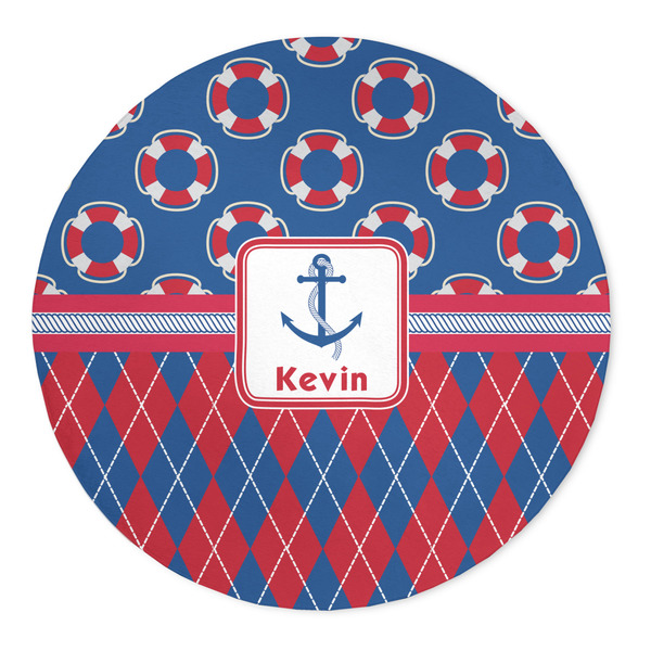 Custom Buoy & Argyle Print 5' Round Indoor Area Rug (Personalized)