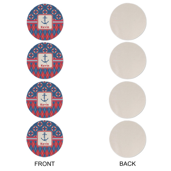 Buoy & Argyle Print Round Linen Placemats - APPROVAL Set of 4 (single sided)