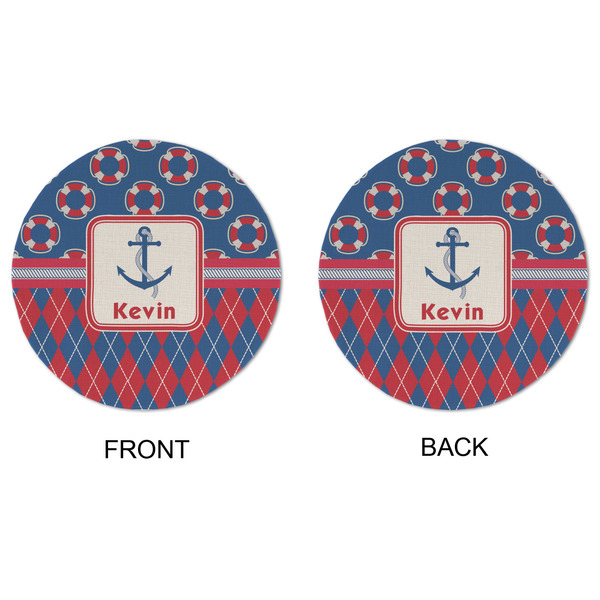 Buoy & Argyle Print Round Linen Placemats - APPROVAL (double sided)