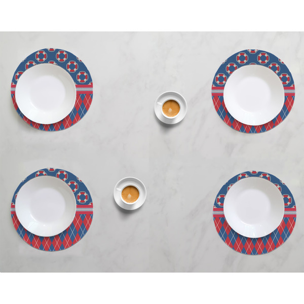 Buoy & Argyle Print Round Linen Placemats - LIFESTYLE (set of 4)